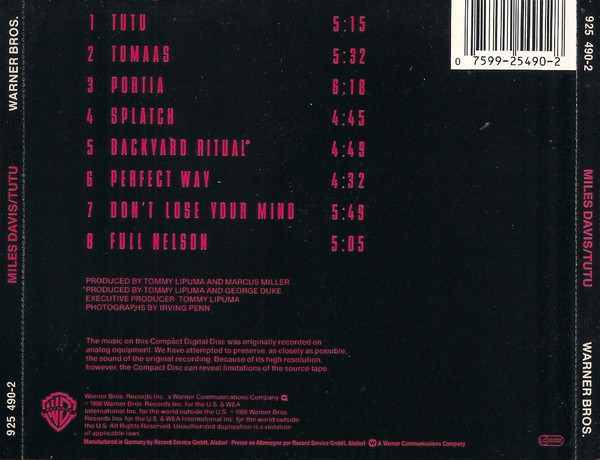 Miles Davis - Tutu (CD, Album)