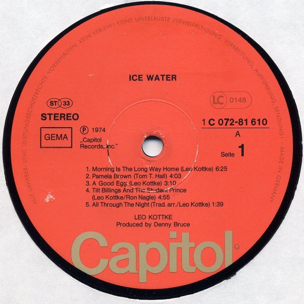 Leo Kottke - Ice Water (LP, Album, RE, Red)