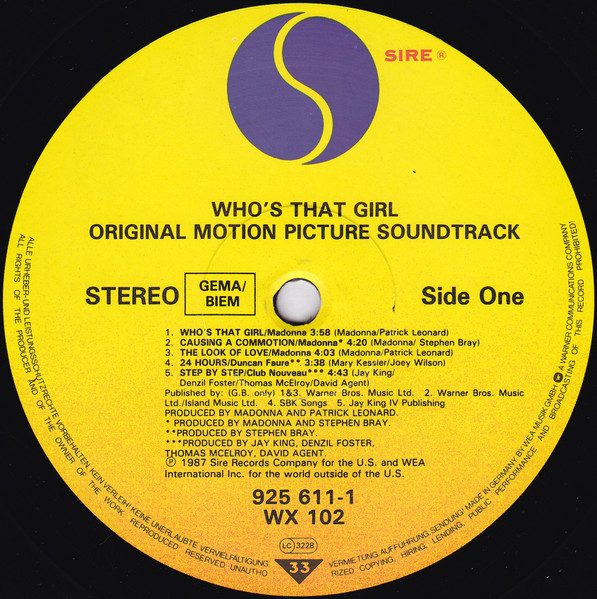 Madonna - Who's That Girl (Original Motion Picture Soundtrack) (LP, Album)