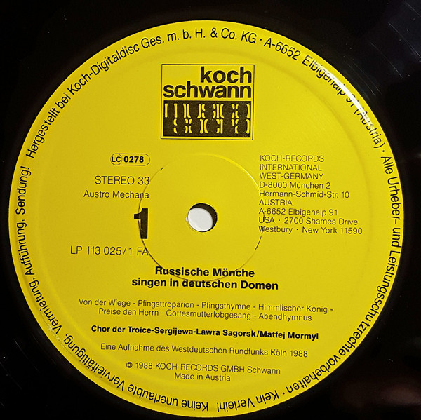 Chor Der Mönche Des Sagorsker Klosters Troice Sergijewa Lawra* - Russische Mönche Singen In Deutschen Domen (2xLP, Album)