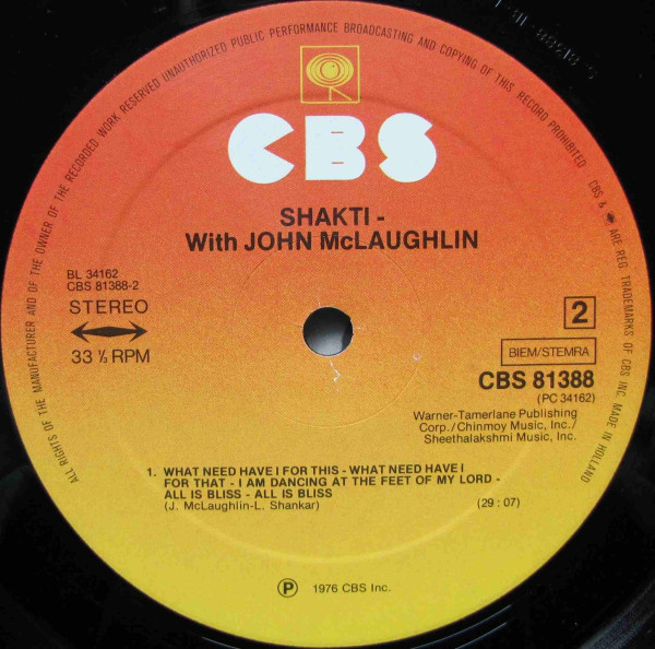 Shakti (2) With John McLaughlin - Shakti With John McLaughlin (LP, Album)