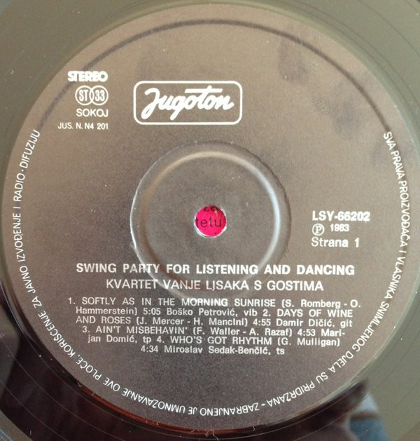 Kvartet Vanje Lisaka S Gostima* - Swing Party For Listening And Dancing (LP)