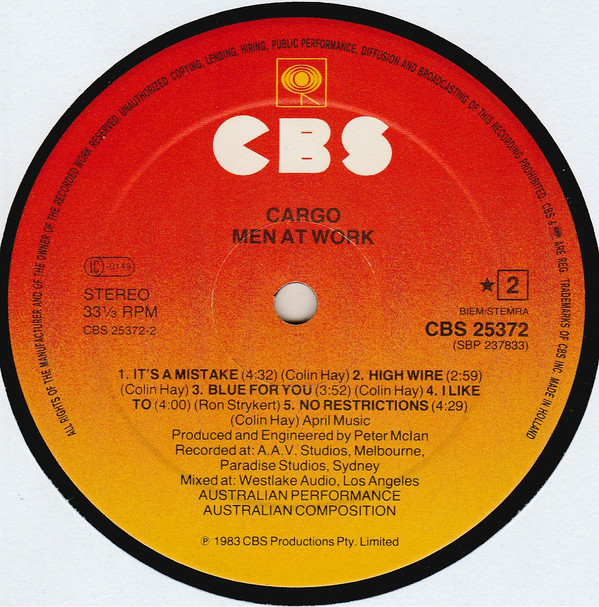 Men At Work - Cargo (LP, Album)