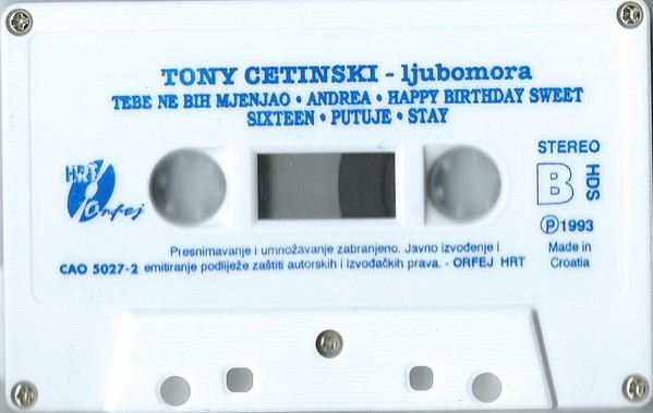 Tony Cetinski - Ljubomora (Cass, Album)