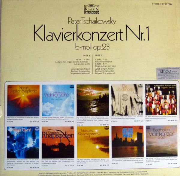 Tschaikowsky* - Klavierkonzert Nr. 1 B-Moll (LP, Album)