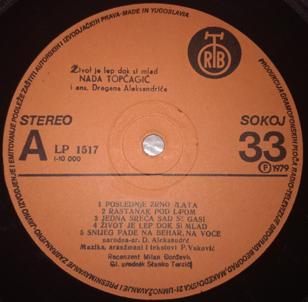 Nada Topčagić - Život Je Lep Dok Si Mlad (LP, Album)