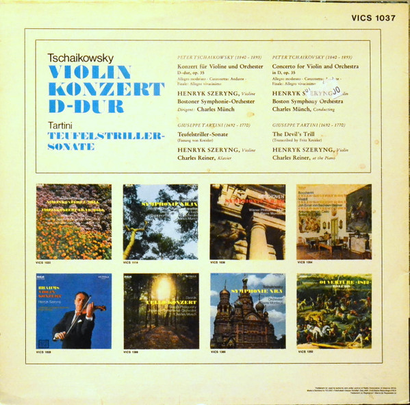 Tchaikovsky*, Tartini* / Charles Munch, Boston Symphony Orchestra, Henryk Szeryng - Violin Concerto In D - 