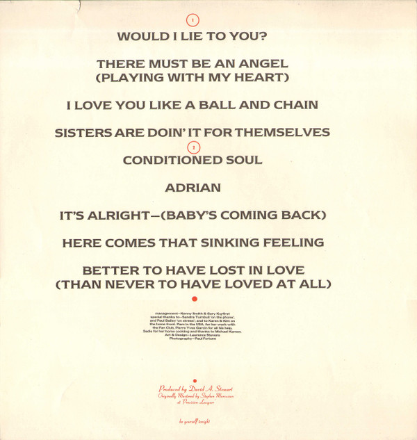 Eurythmics - Be Yourself Tonight (LP, Album)