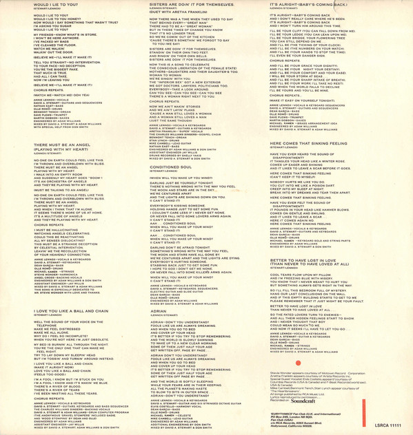 Eurythmics - Be Yourself Tonight (LP, Album)