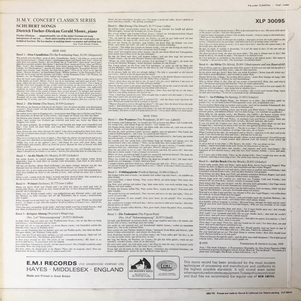 Schubert*, Dietrich Fischer-Dieskau, Gerald Moore - Schubert Songs (LP, RE)