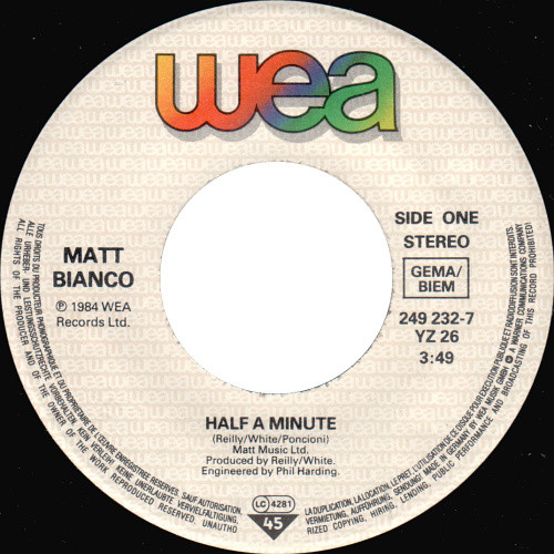 Matt Bianco - Half A Minute (7