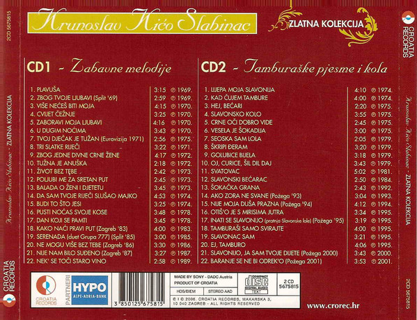 Krunoslav Kićo Slabinac - Zlatna Kolekcija (2xCD, Comp)