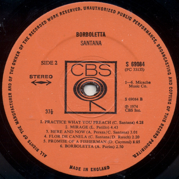 Santana - Borboletta (LP, Album)