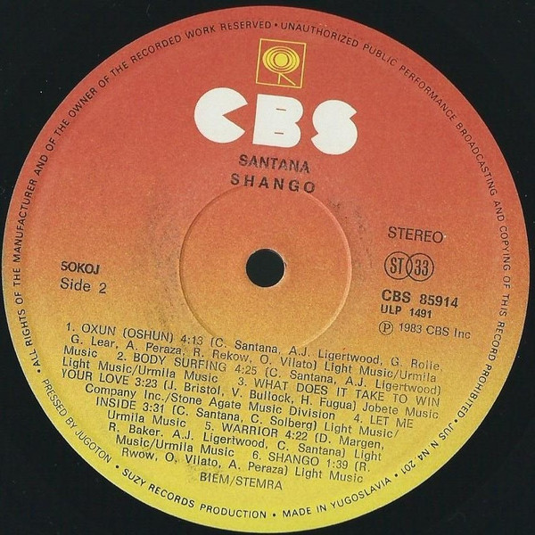 Santana - Shango (LP, Album, RE)
