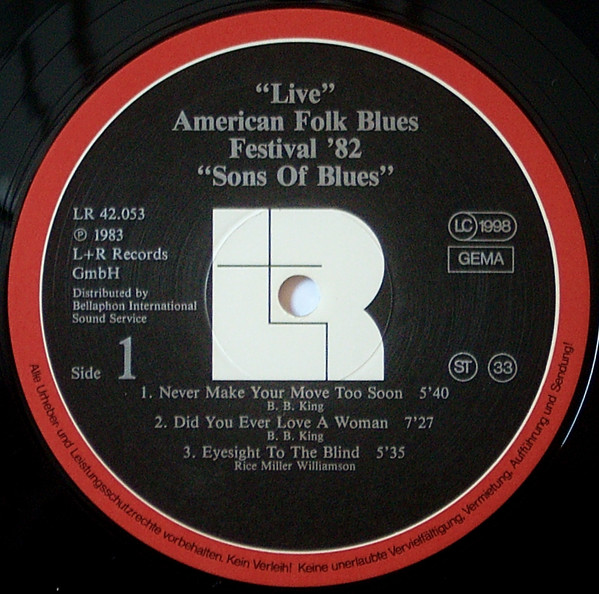S.O.B. (Sons Of Blues)* - Blues Live '82 - American Folk Blues Festival (LP, Album)