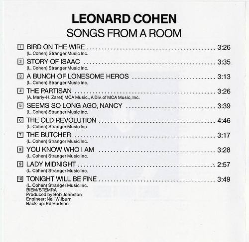 Leonard Cohen - Songs From A Room (CD, Album, RE)