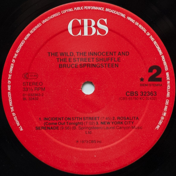 Bruce Springsteen - The Wild, The Innocent &  The E Street Shuffle (LP, Album, RE)